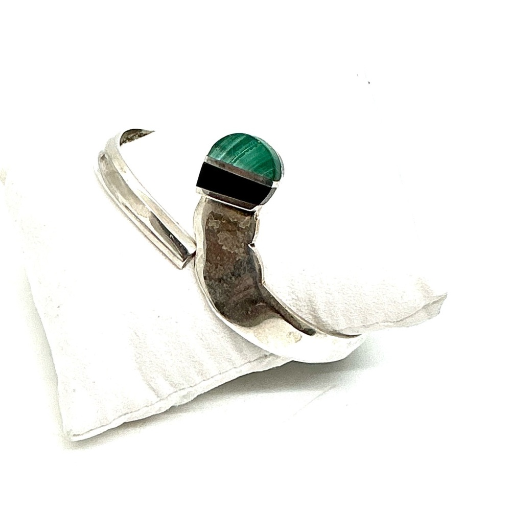 Sterling Taxco Malachite Onyx Bracelet